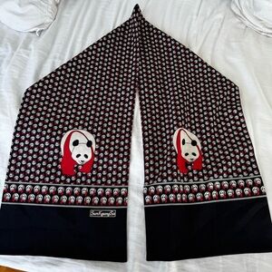🐼 Sun Kyung Sa Silk Panda Print Scarf – Black, White & Red